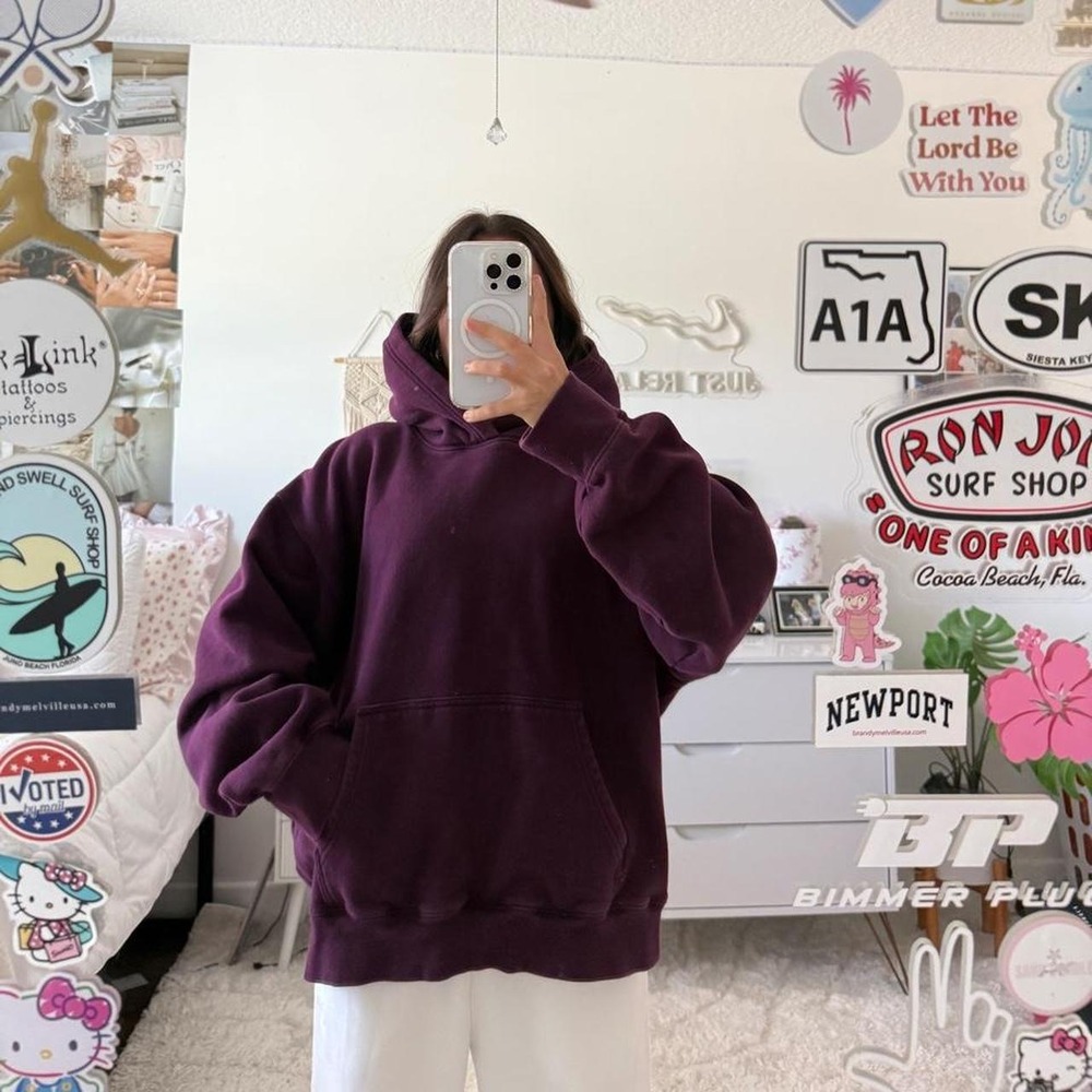 Aritzia cozy fleece perfect fit purple hoodie